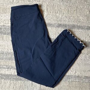 Van Heusen Navy Stretch Pants Women’s Size M Scalloped Hem, Pull-On Style